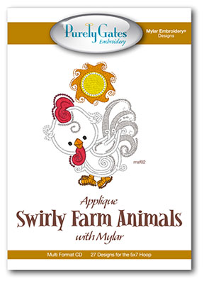 Applique Swirly Farm Animals with Mylar