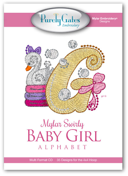 Mylar Swirly Baby Girl Alphabet