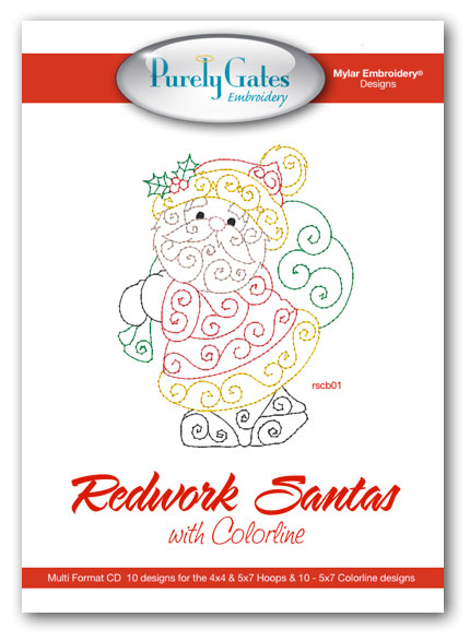 Redwork Santa with Colorline