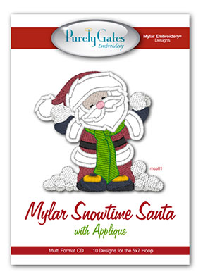Mylar Snowtime Santa with Appliqué
