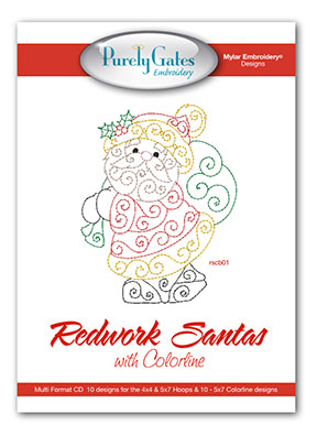 Redwork Santas with Colorline