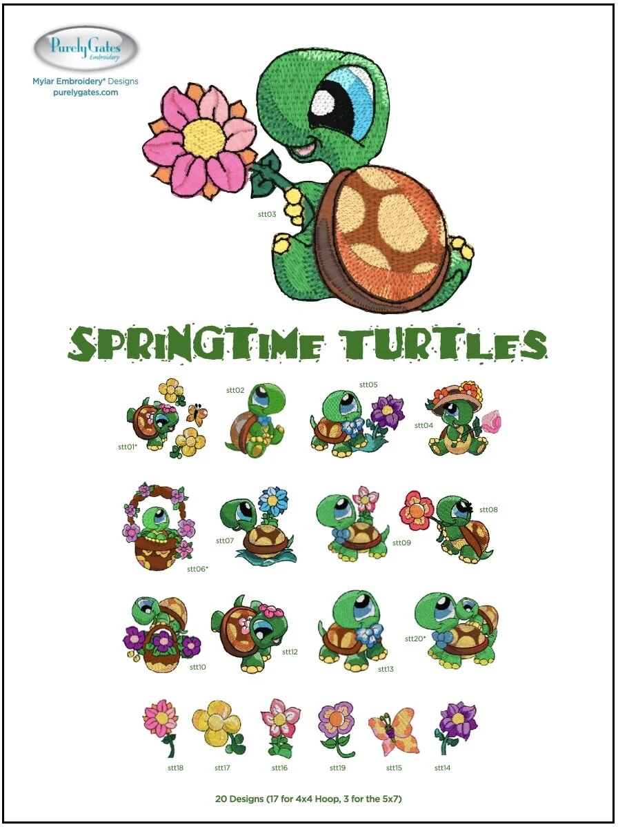 Springtime Turtles — Purely Gates Embroidery