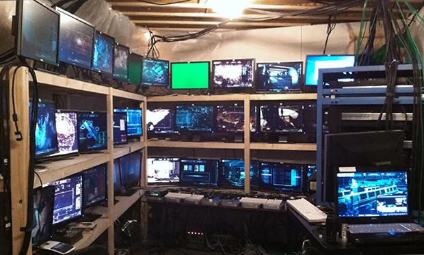 Our video playback booth built under the carrier bridge set