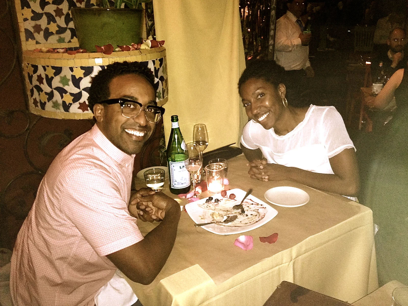 Eating fun food with the hubby. Yes, my husband looks like a male Ethiopian version of me. Don't worry, we're not related :)