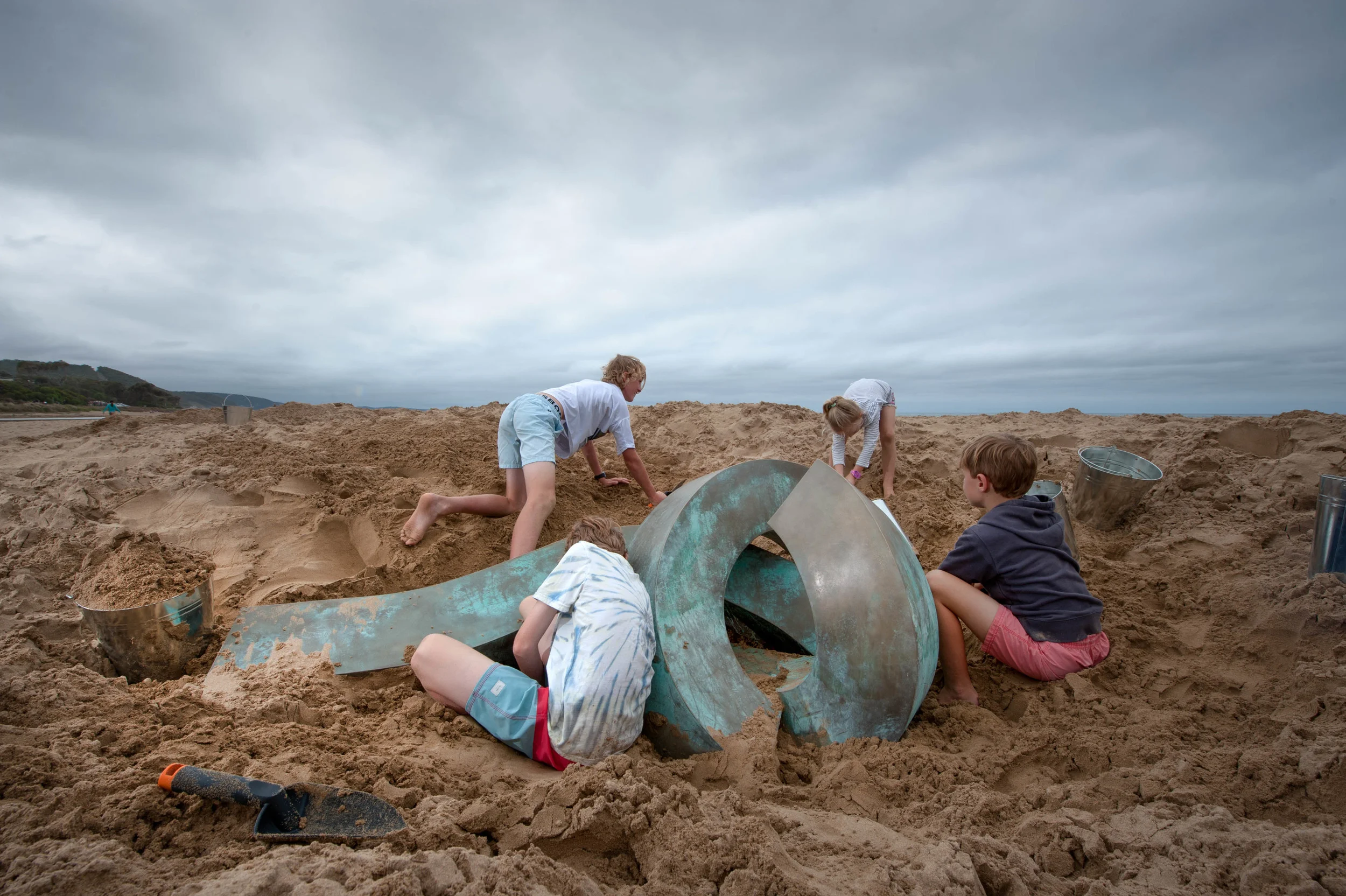 Helpers digging out my sculpture.
