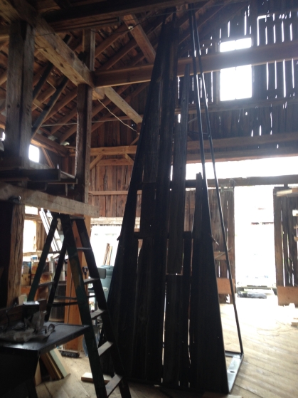  we got to set up a frame inside and took design ideas from the existing boards on the barn 