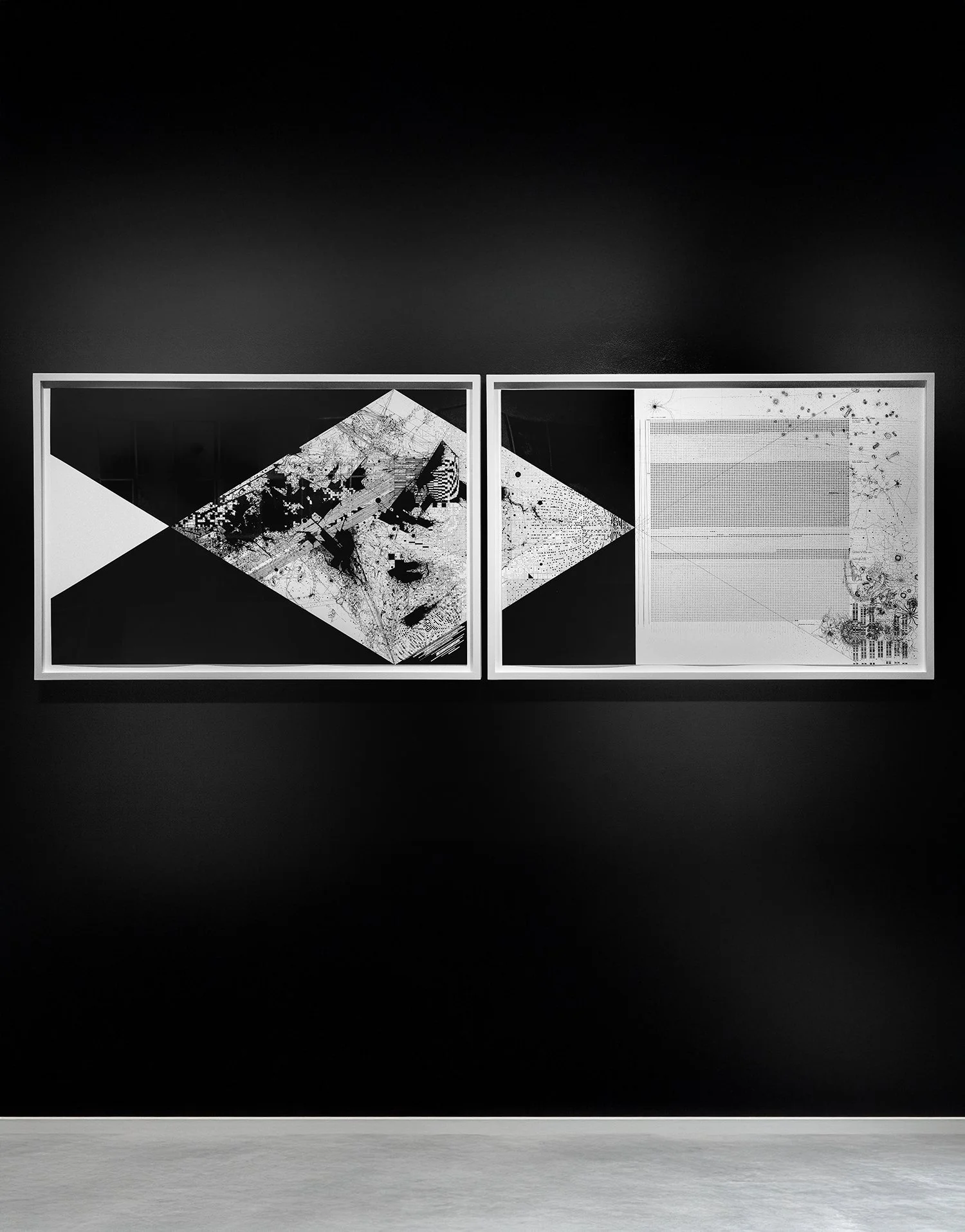   All Time, Condensed   This 72-inch diptych drawing offers an expansive visualization of the entire known timeline—from imagined conditions before the Big Bang to the present. Each dot represents one million years, translating scientifically accurat