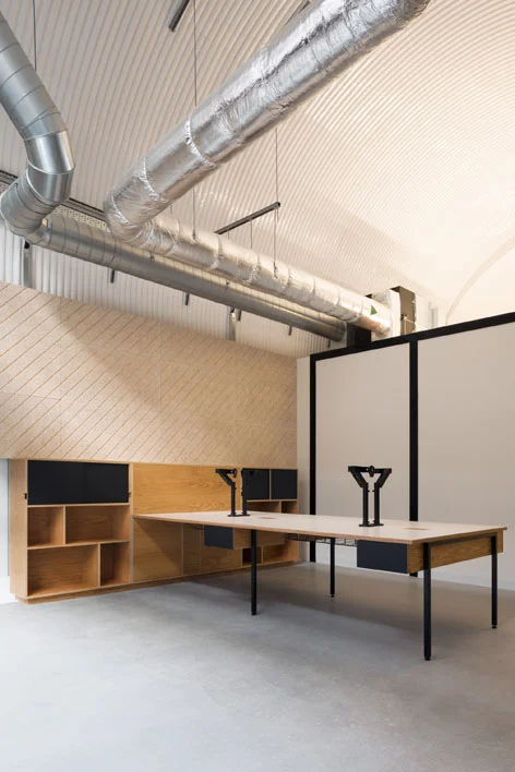 Plywood desk and credenza by Uncommon Projects