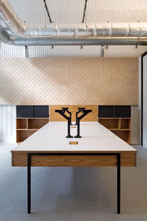 Plywood desk and credenza by Uncommon Projects