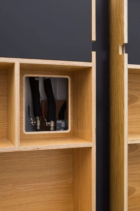 Plywood desk detail by Uncommon Projects