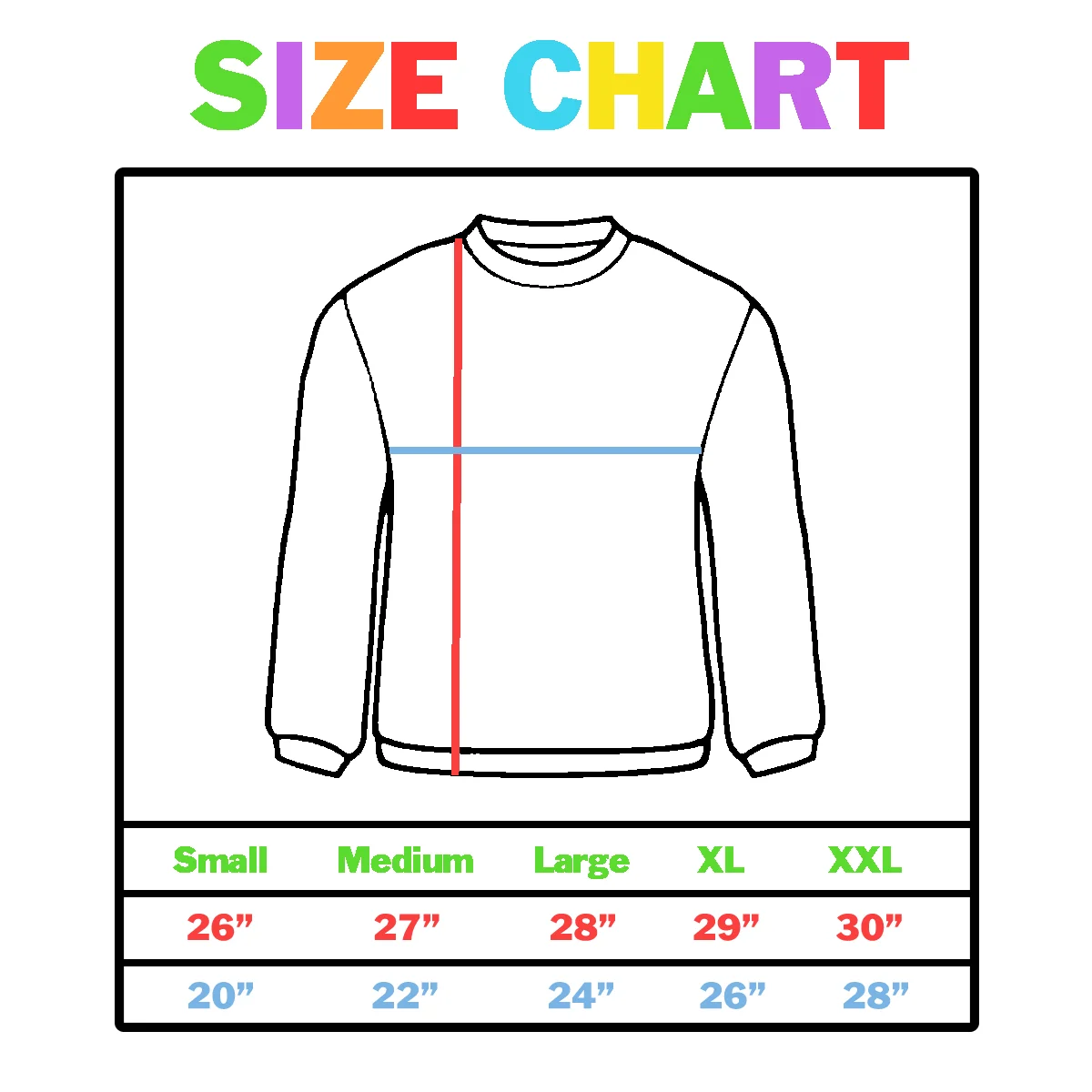 sweatshirt size chart