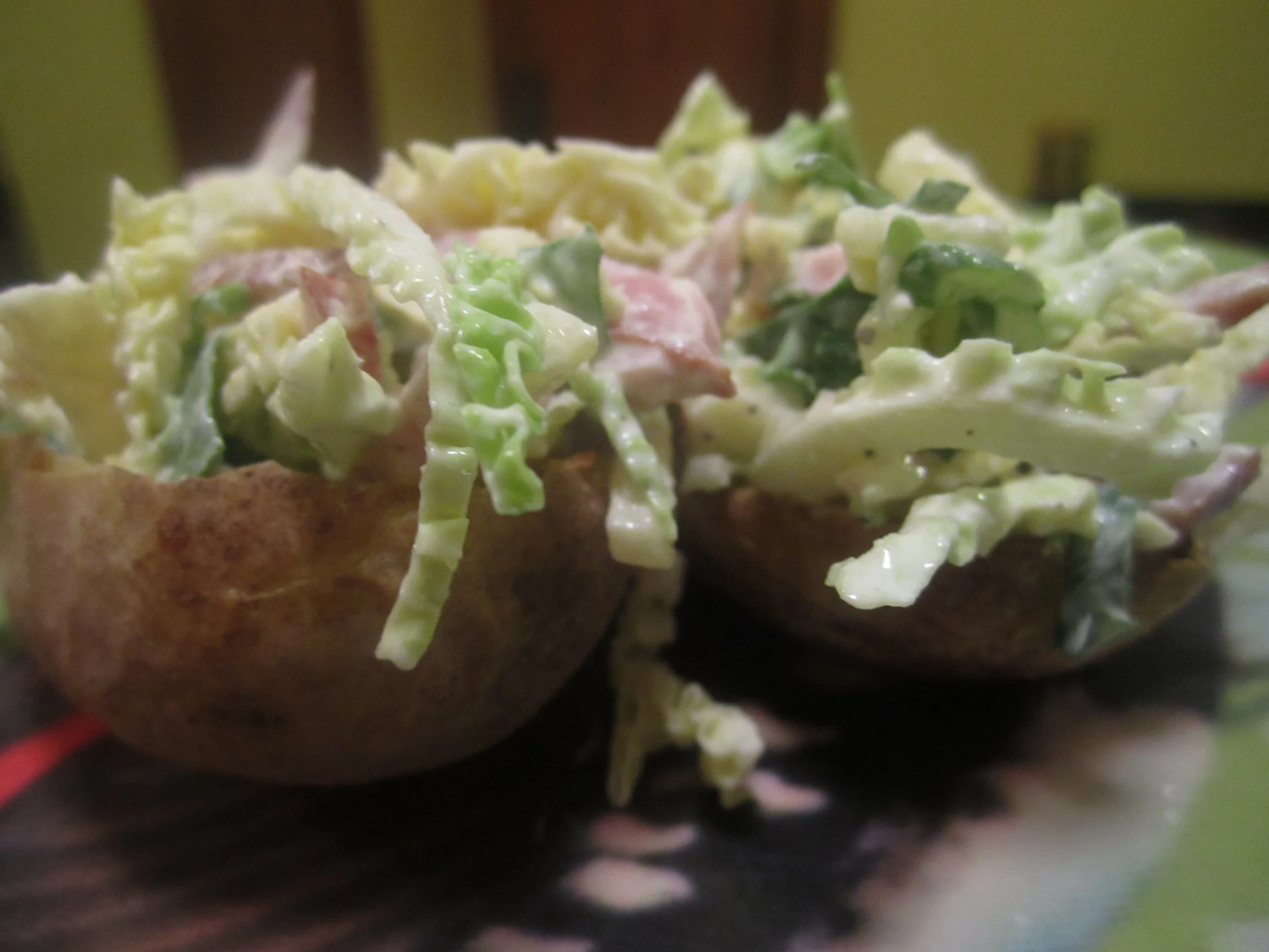 Punchy apple and ham slaw for potato skins