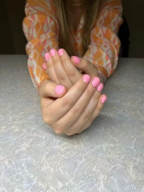 Short baby pink nails