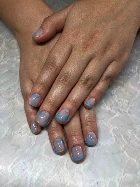 blue swirl nail art