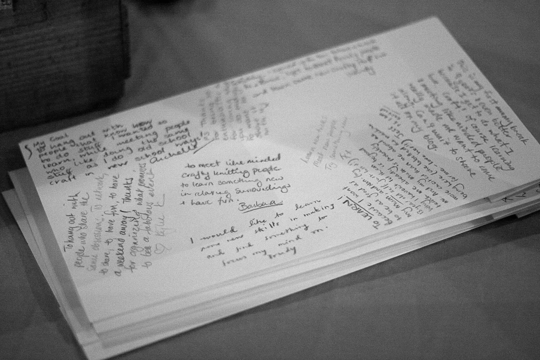 Writing down why we came... Photo by Siri Hayes.