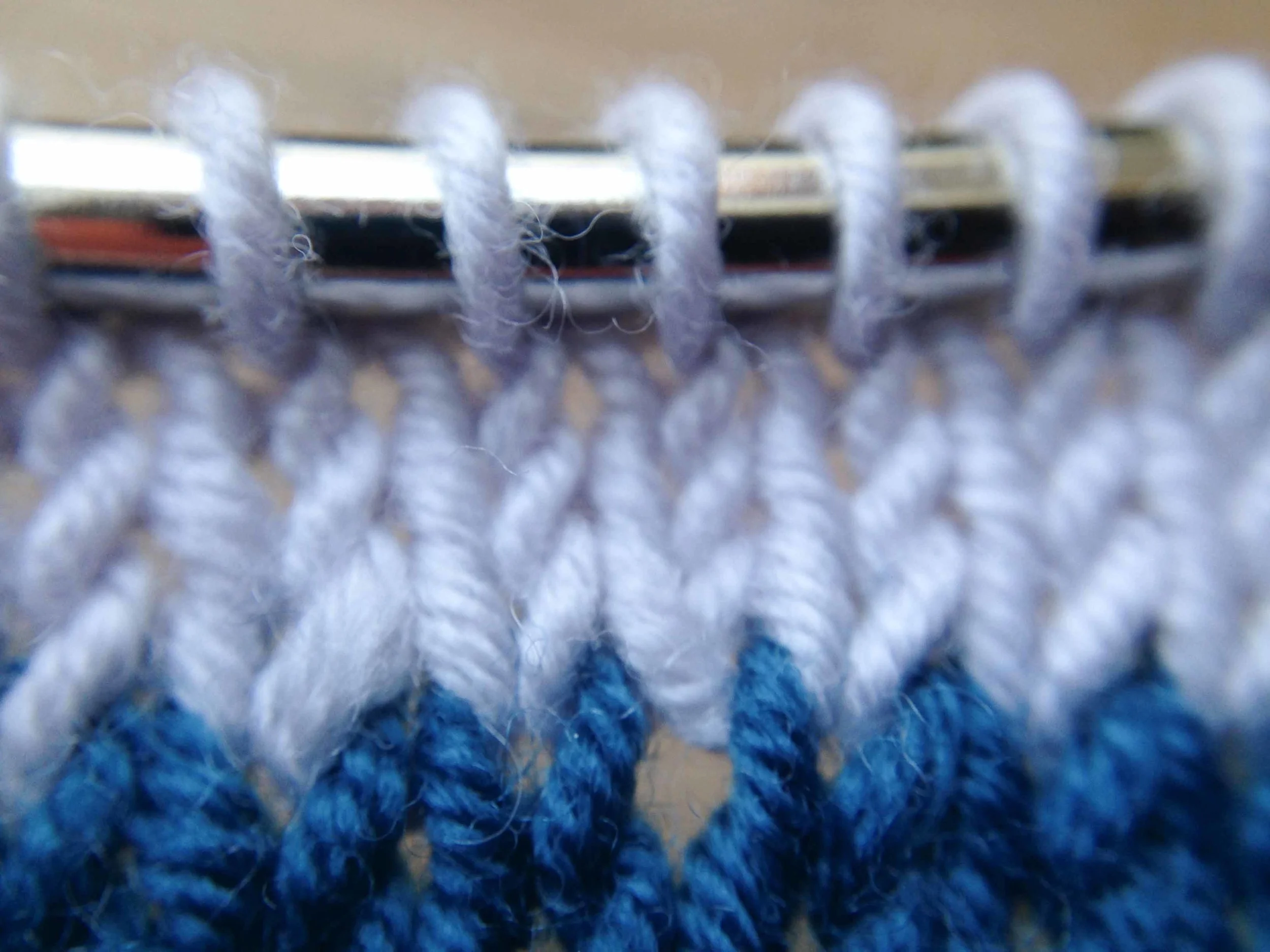 And this is what it looks like if you have an increase rows and then knit three rows.
