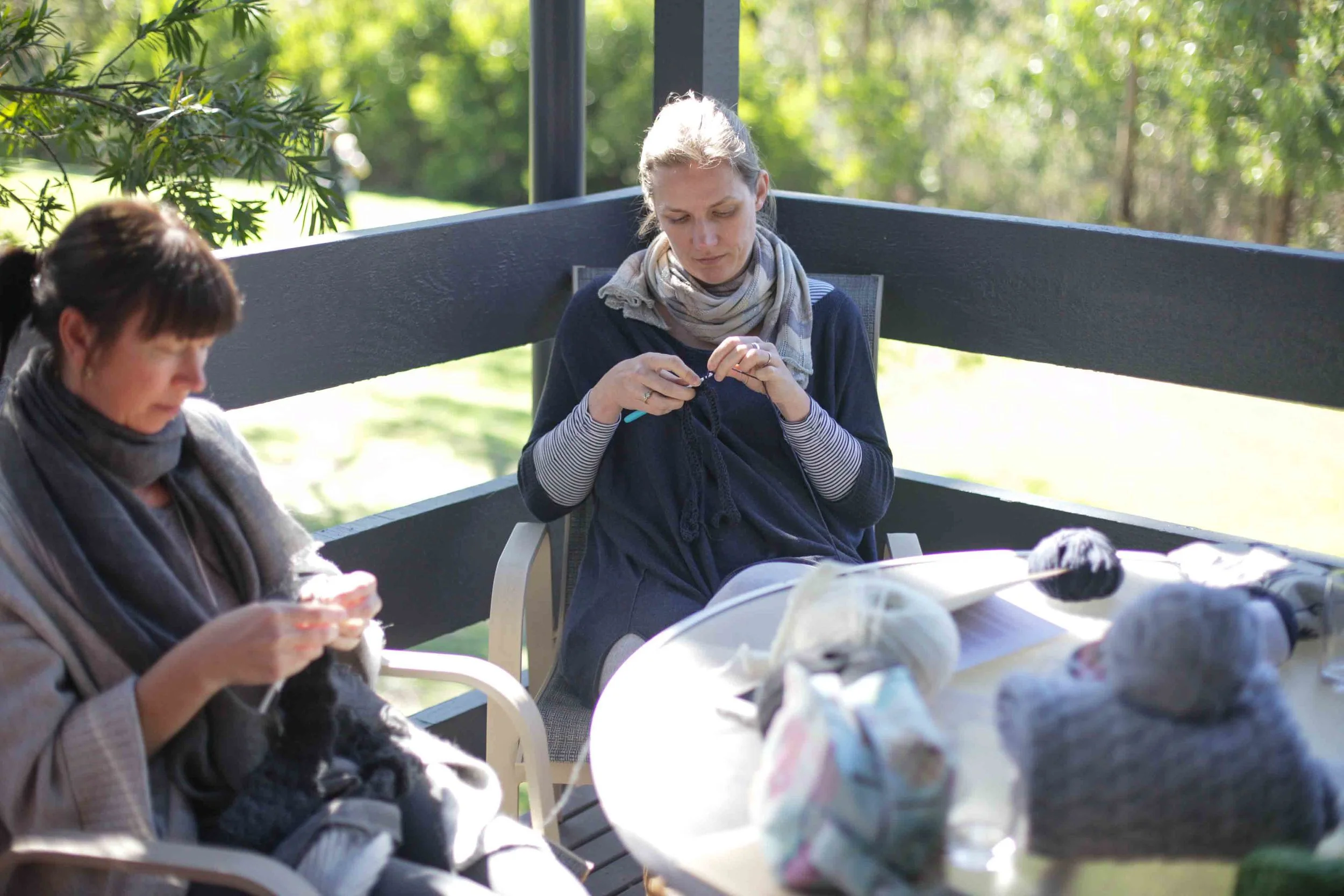 Mel's crochet class on the deck. The weather was glorious!