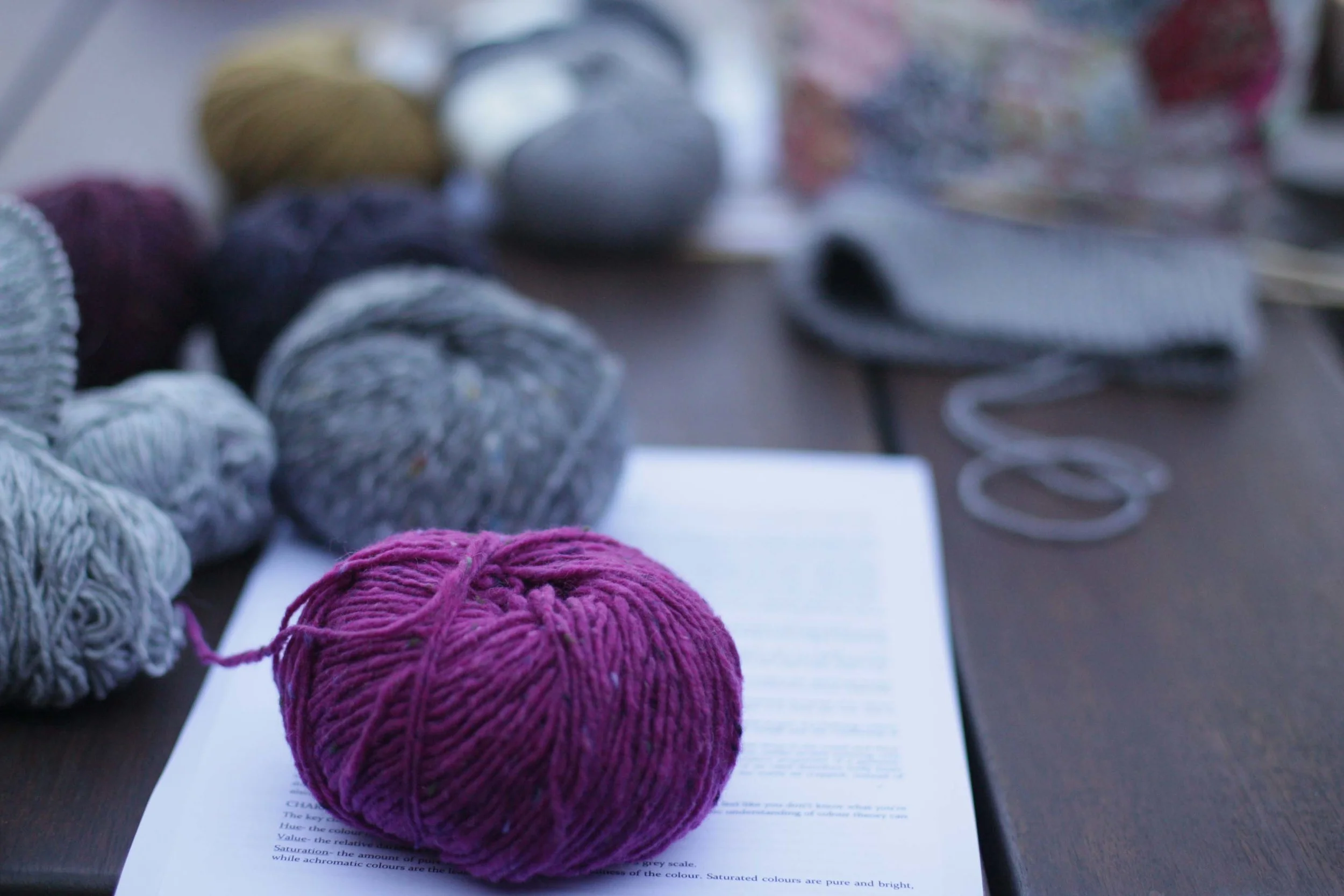 Random stacks of beautiful yarn strewn all over the place. 