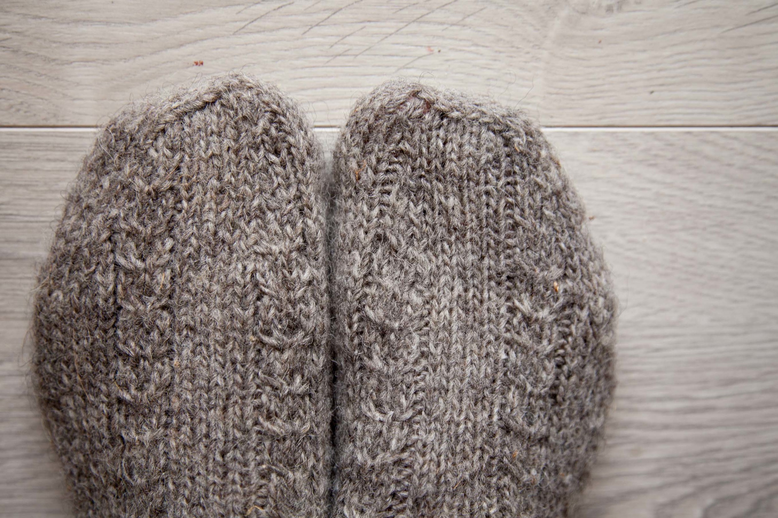 Showing the interesting toe shaping that I part copied when I made my Irish Oats recently. 