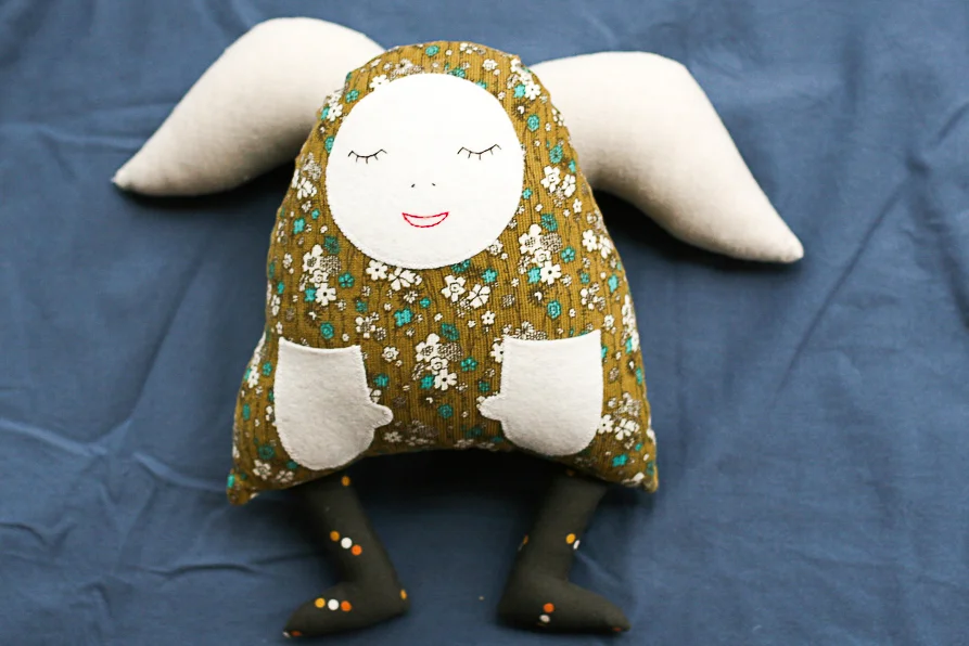 A softie I made for Mirabel many years ago. She was made from cord and super soft. Your softie doesn't need to be perfect - just cuddly.