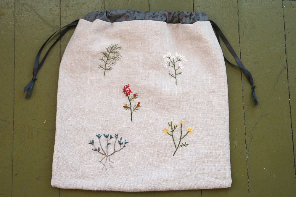  LoDrid Embroidery Project Bag, Square Embroidery