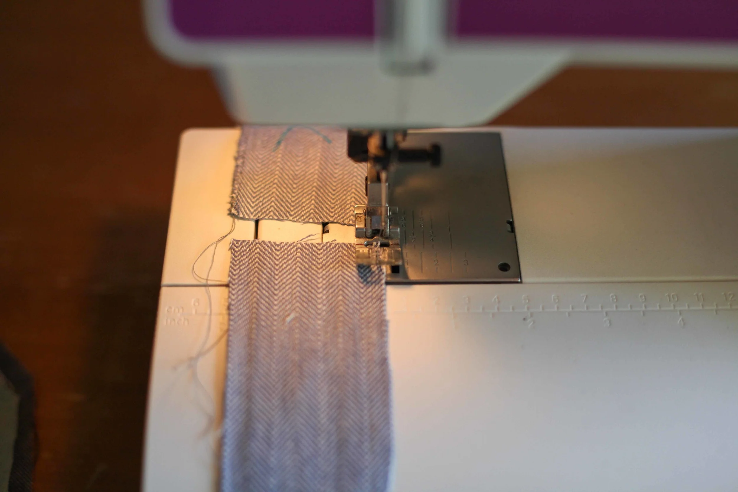 Backstitch just as you are finishing each piece to secure the thread before leaving a cm of sewing. Then guide in the next piece doing a simple backstitch as the needle hits that piece to ensure the thread doesn't unravel.