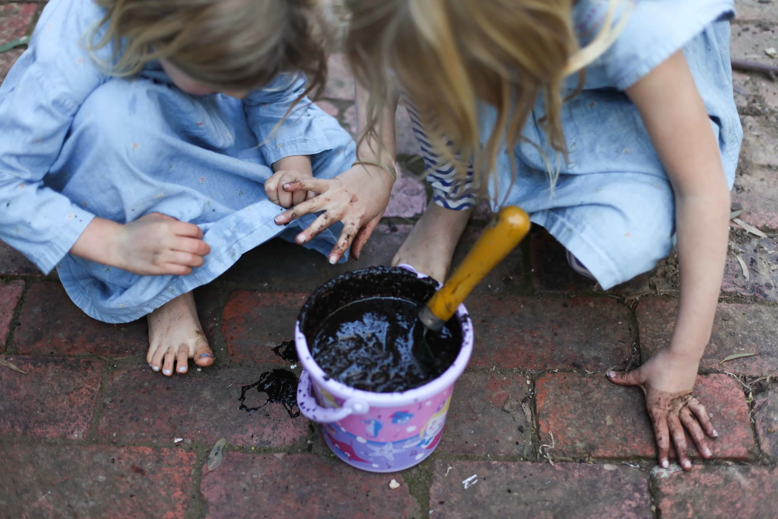 Making the mud.