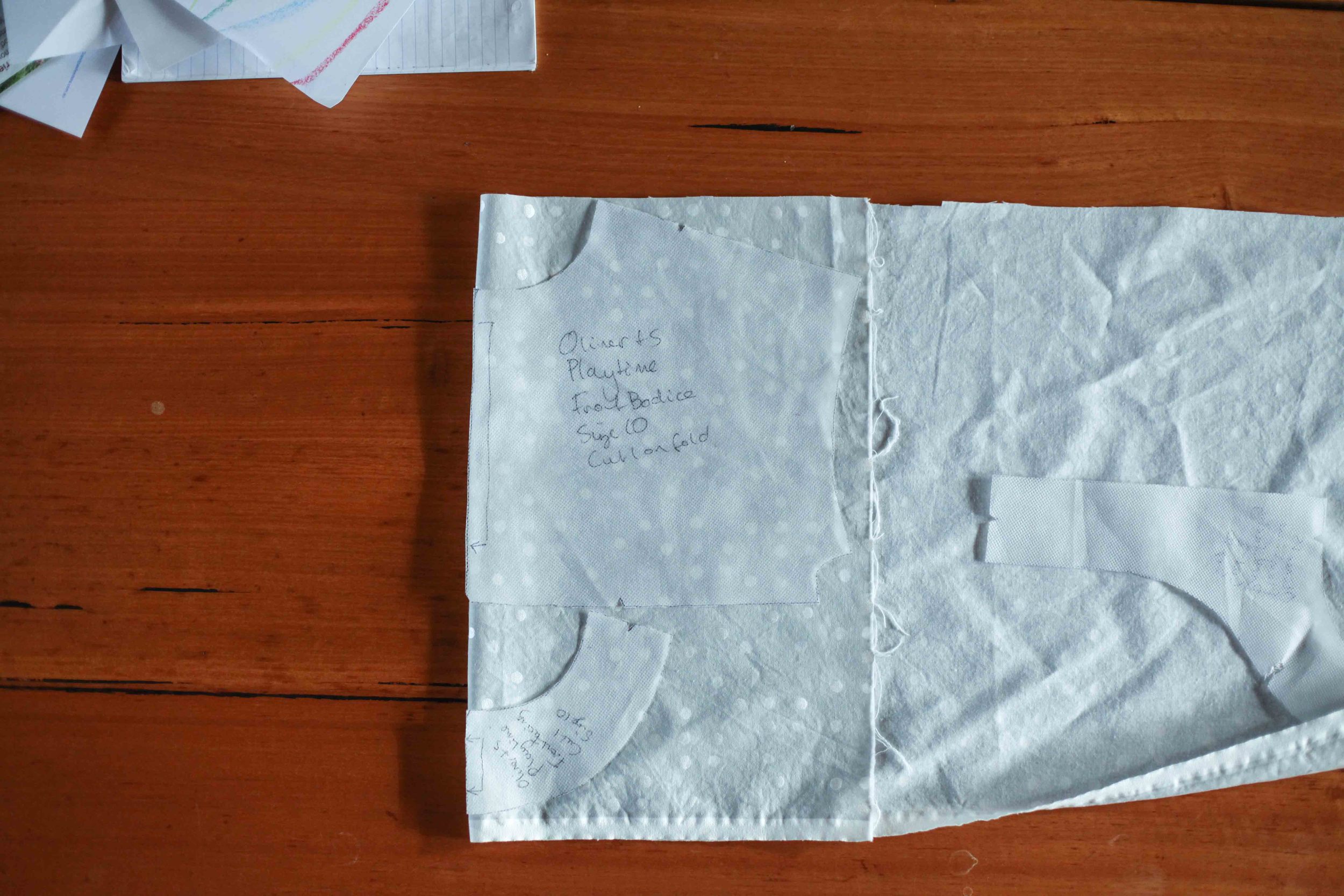 Both of these pieces should be cut out with the fold line on the grain. This would mean that they were facing the other way.