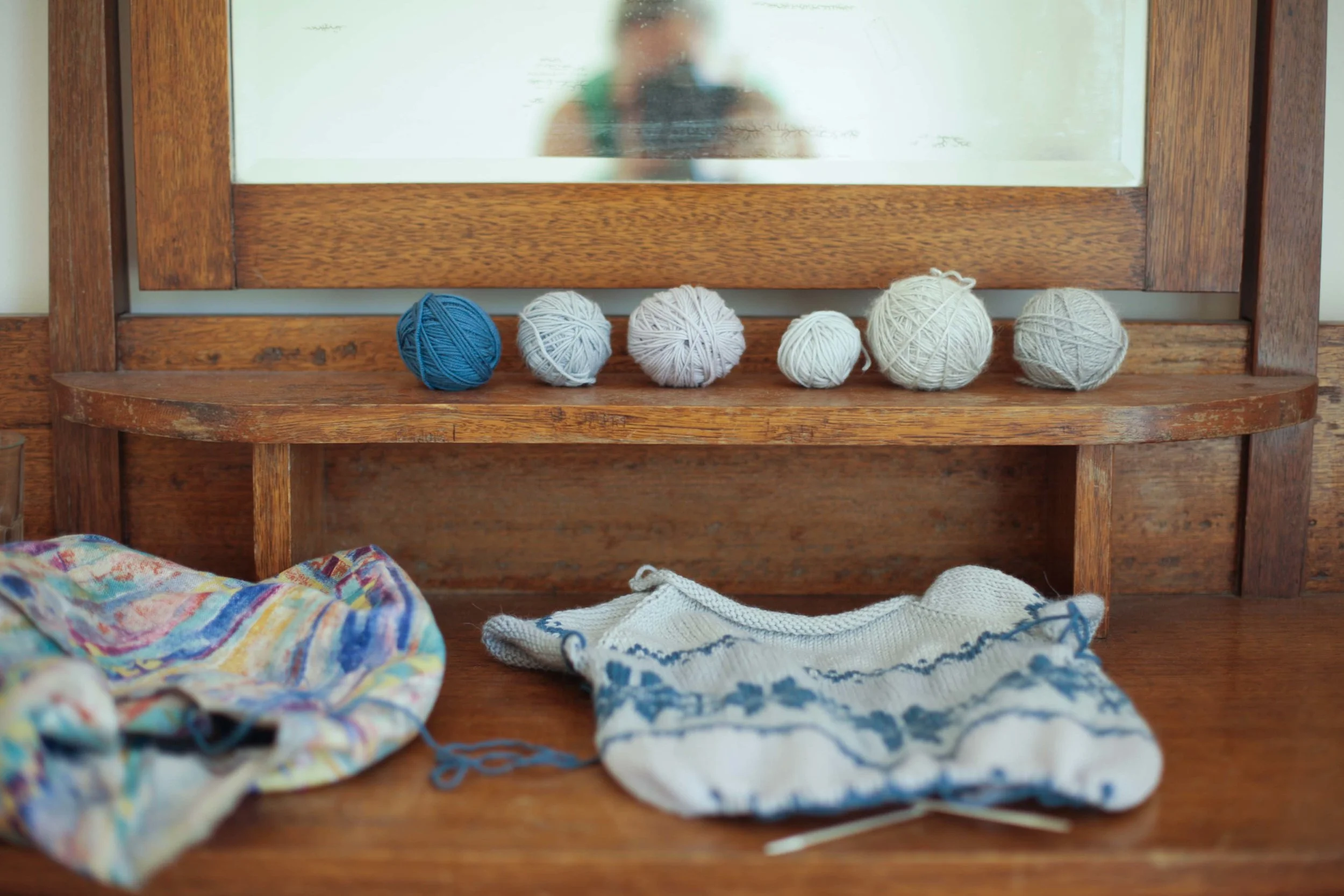 Five silvers and two blues in the finished cardy.