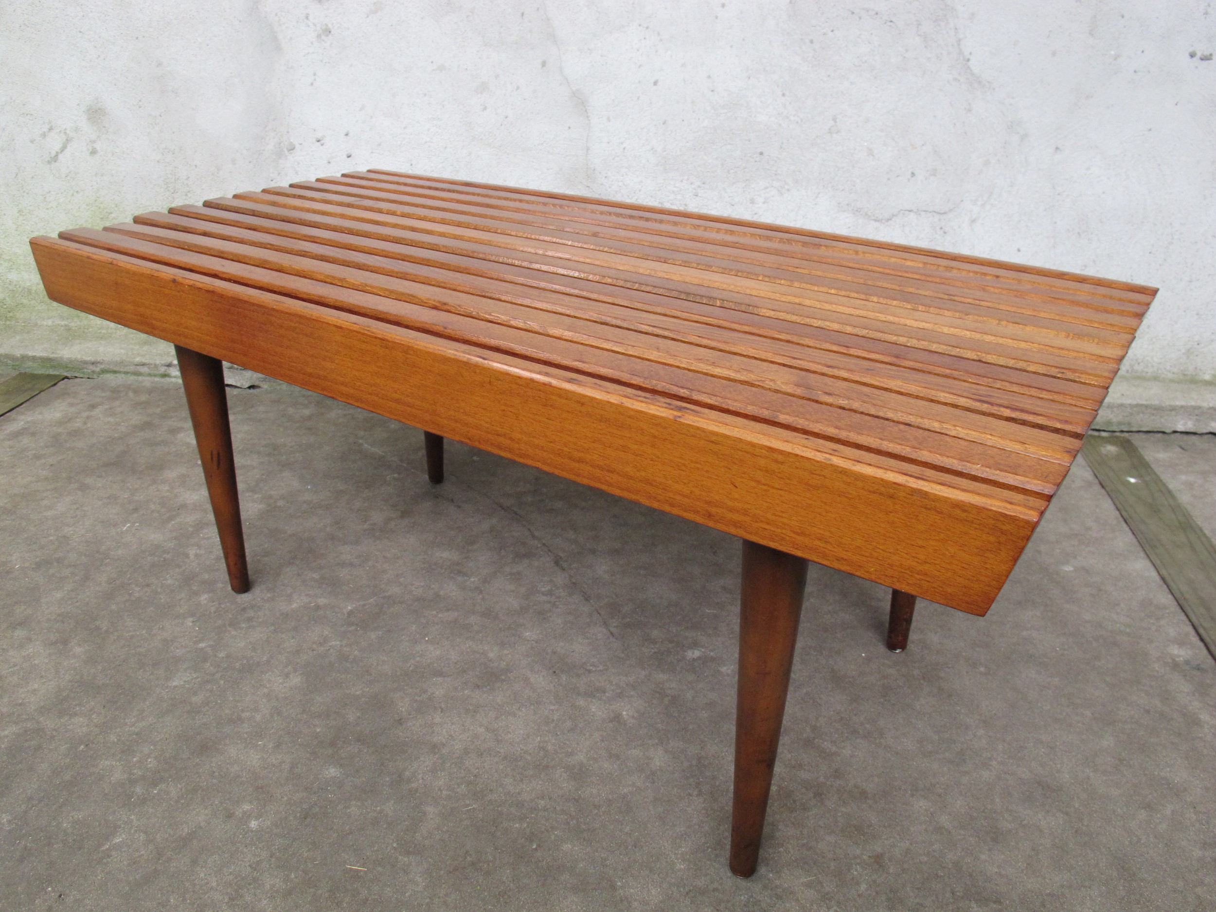 MID CENTURY SLAT BENCH COFFEE TABLE