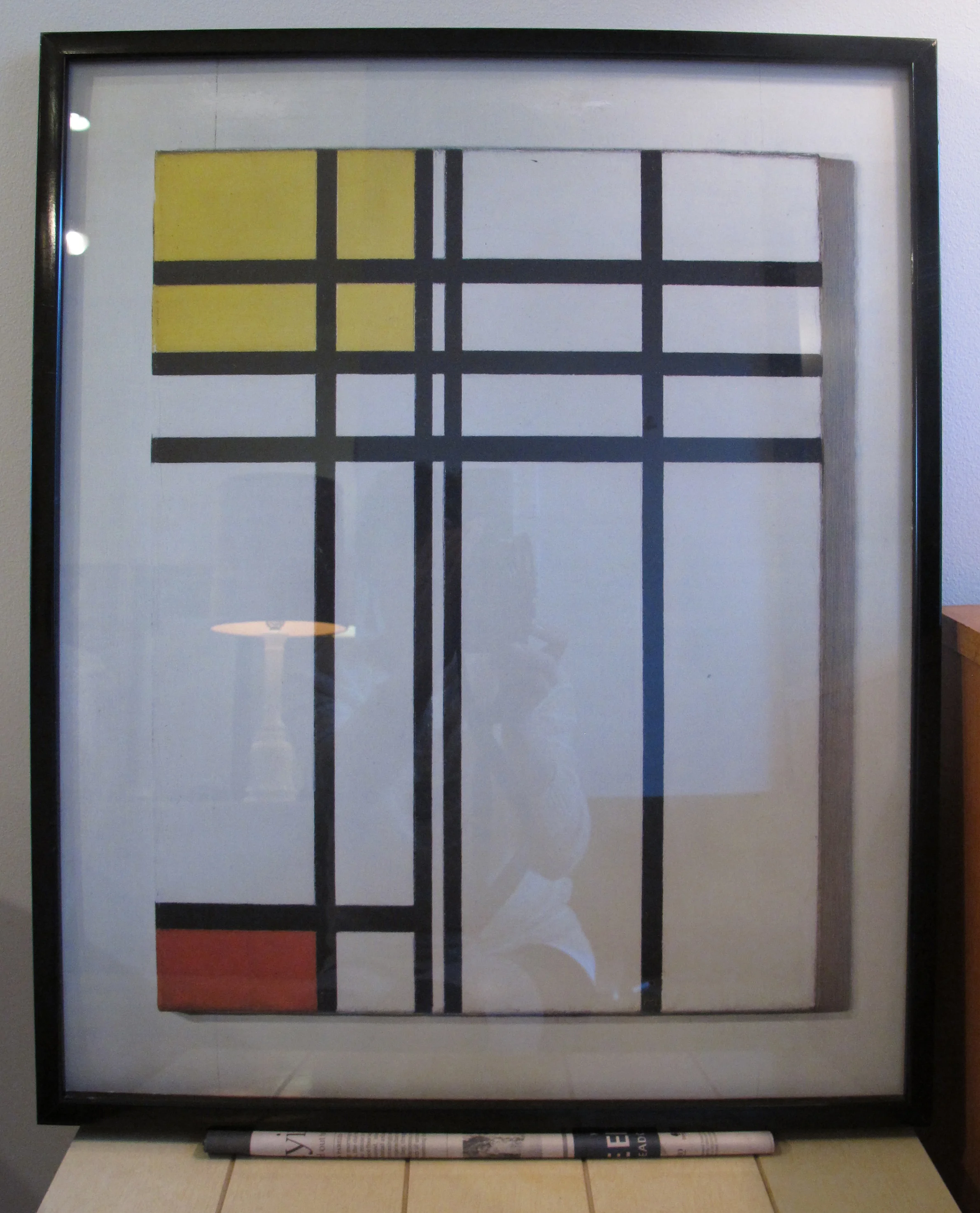 FRAMED REPRODUCTION OF 'OPPOSITION OF LINES RED & YELLOW' BY PIET MONDRIAN