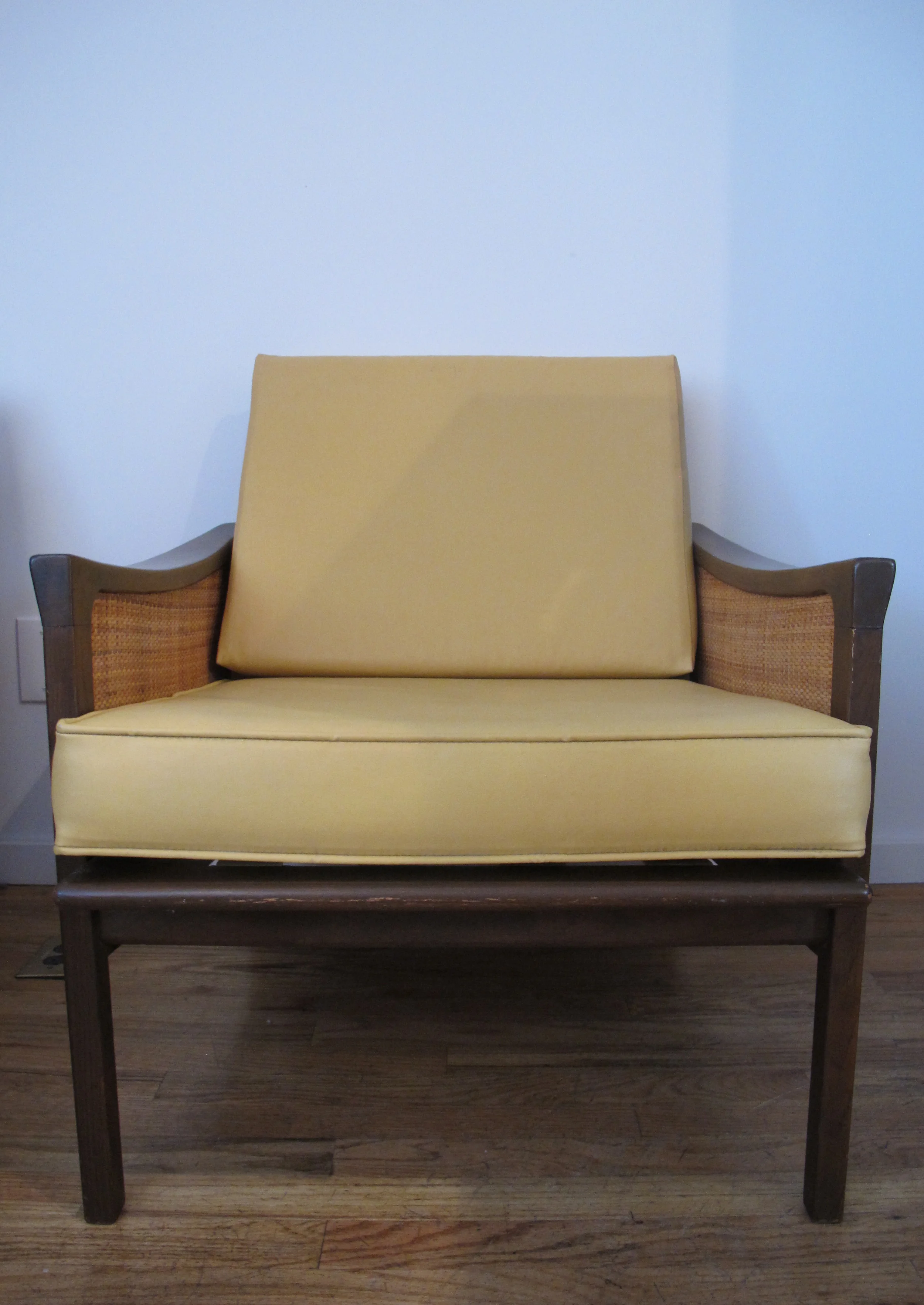 MID CENTURY CANE & OAK ARMCHAIR