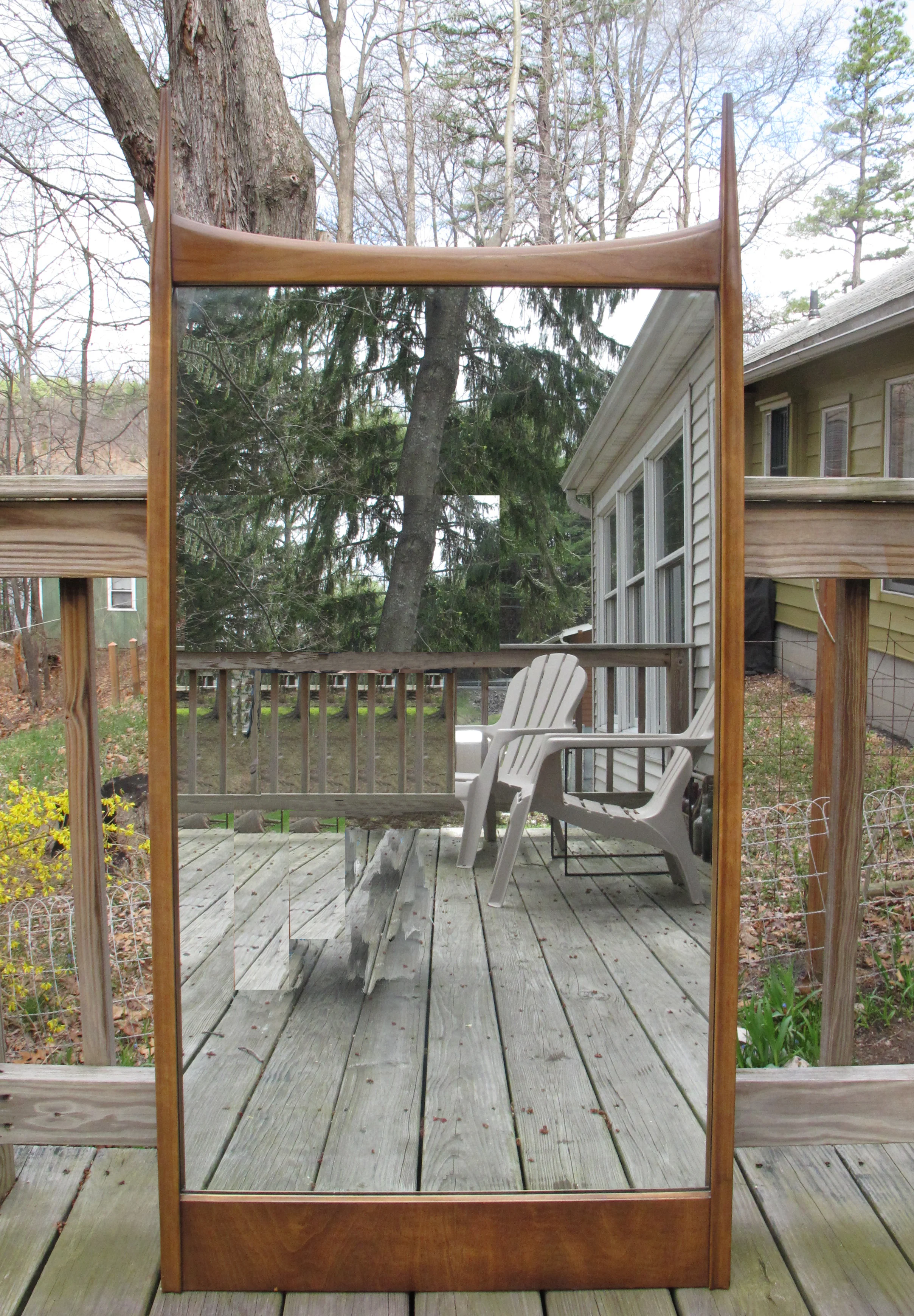 MID CENTURY SCULPTED WALL MIRROR BY JOHN WIDDICOMB