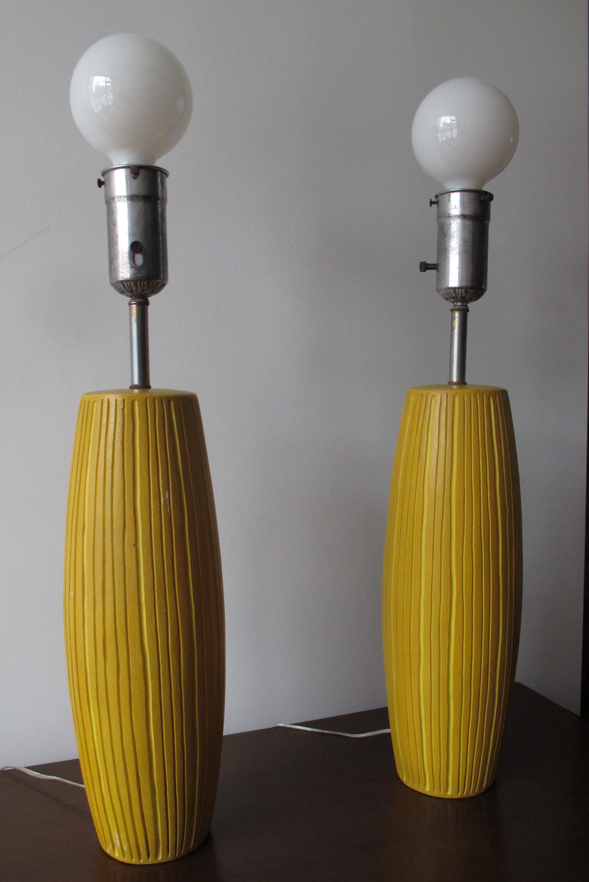 DANISH MODERN STYLE YELLOW TALL CERAMIC LAMPS