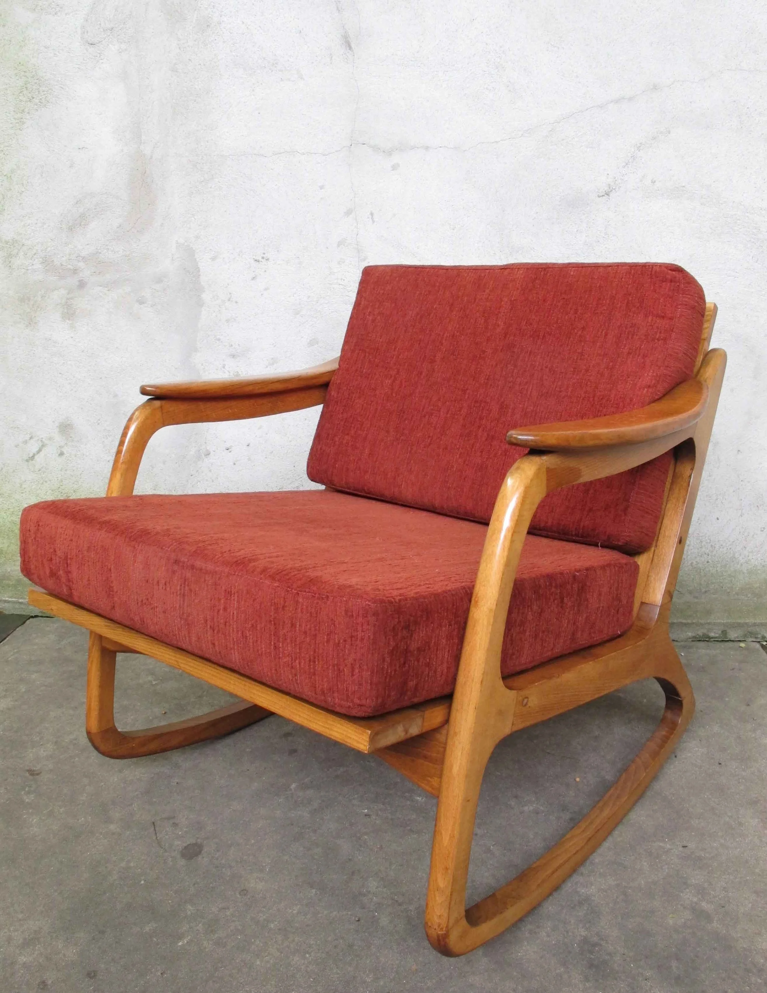PEARSALL STYLE MID CENTURY CANE BACKED ROCKING CHAIR