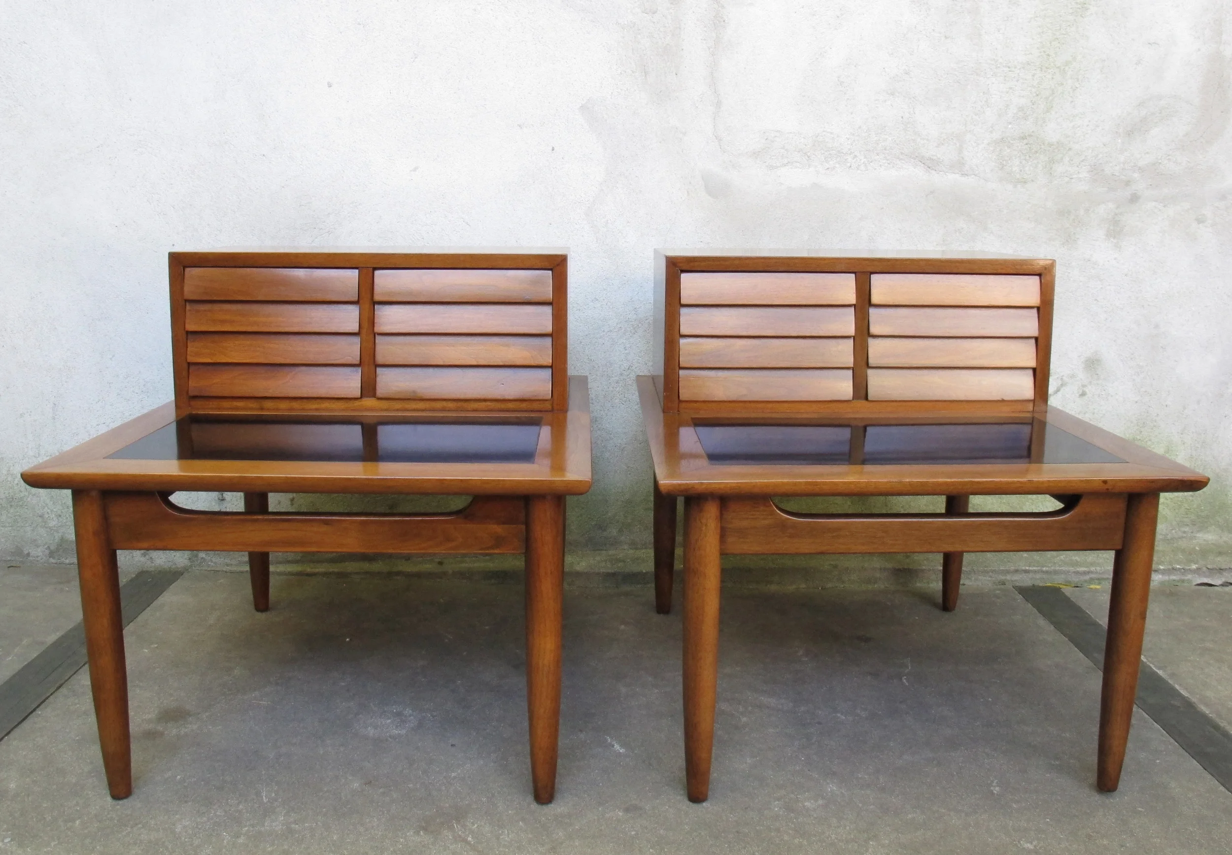 PAIR OF MID CENTURY WALNUT END TABLES BY AMERICAN OF MARTINSVILLE