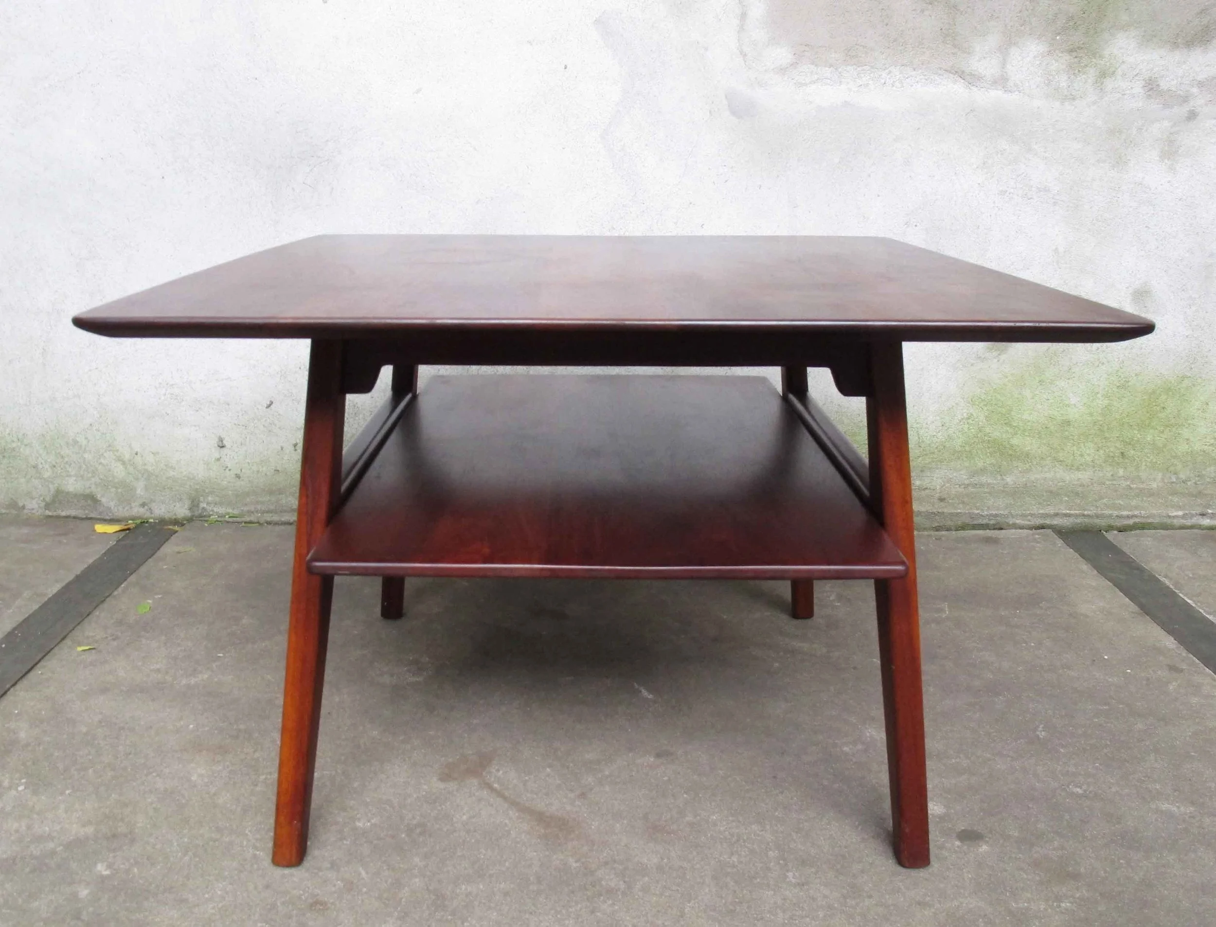MID CENTURY TWO-TIER WALNUT SIDE TABLE BY JENS RISOM