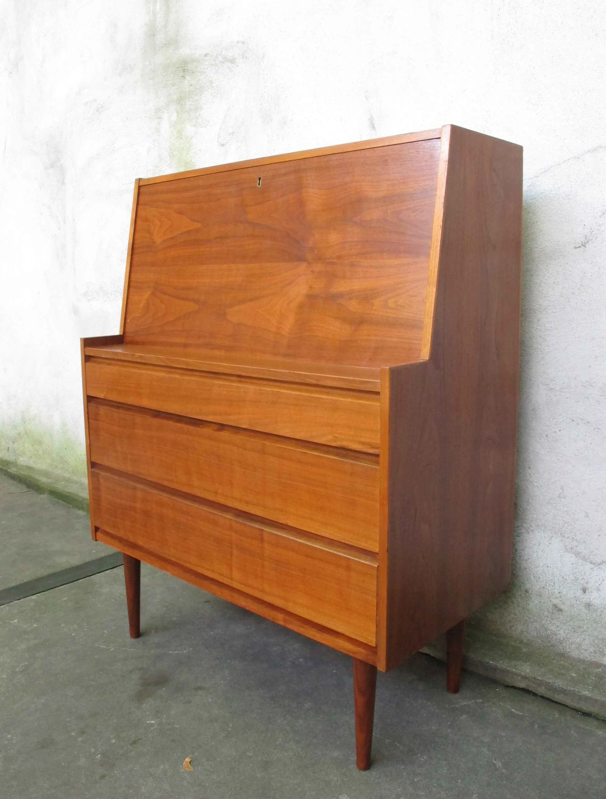 DANISH MODERN TEAK DROP DOWN SECRETARY DESK