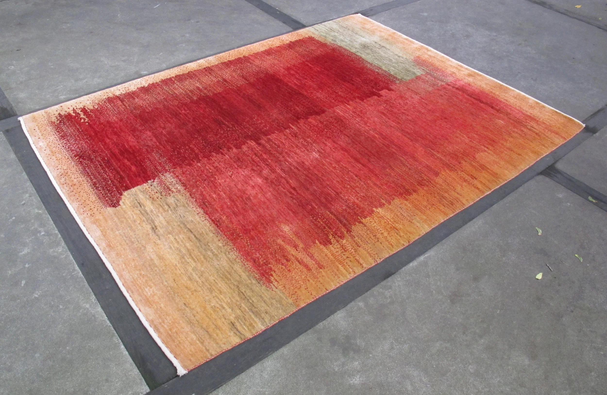 MID CENTURY MODERN ABSTRACT HAND DYED WOOL RUG BY ROBINSON
