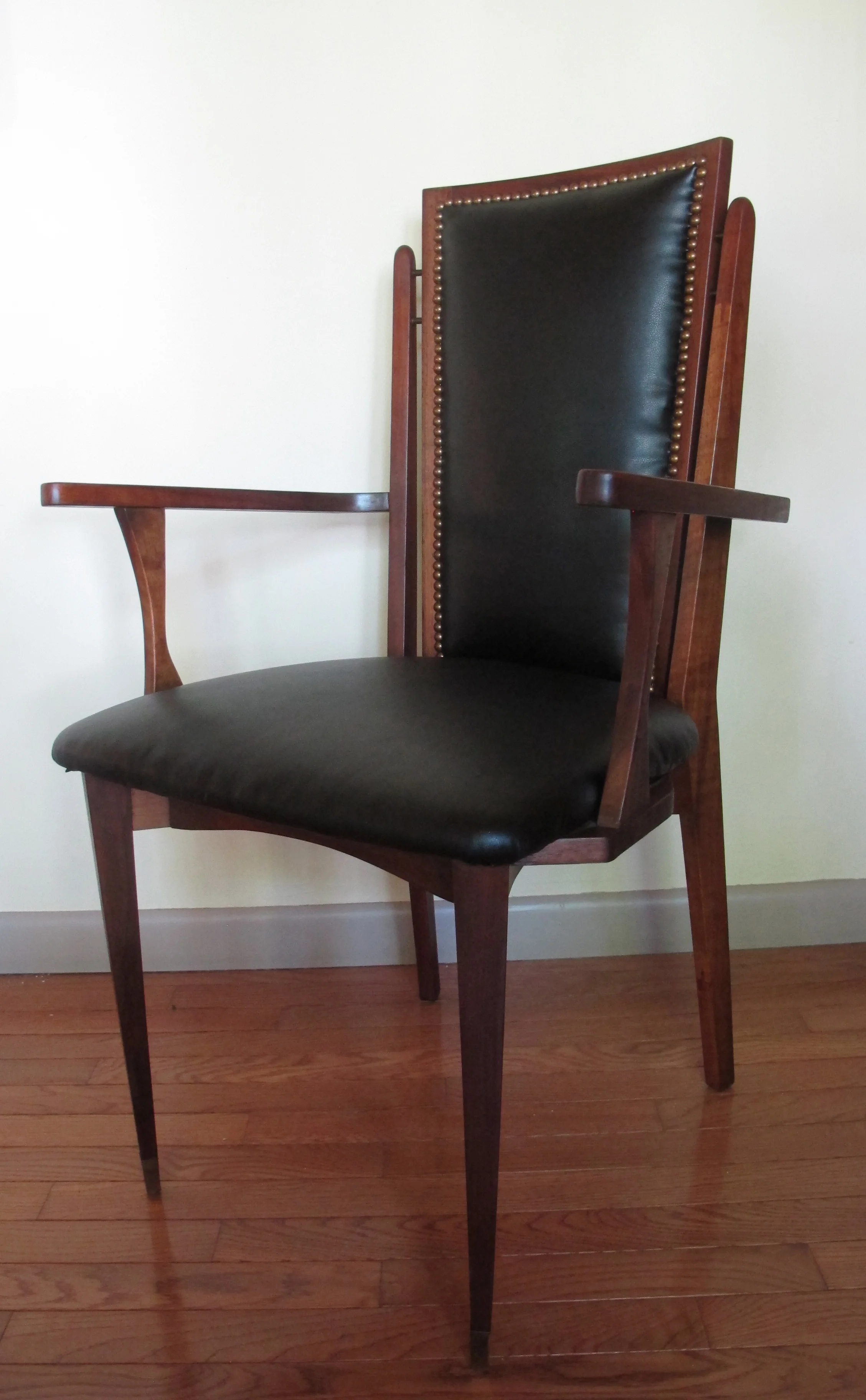 MID CENTURY MODERN WALNUT HIGH BACK ARMCHAIR