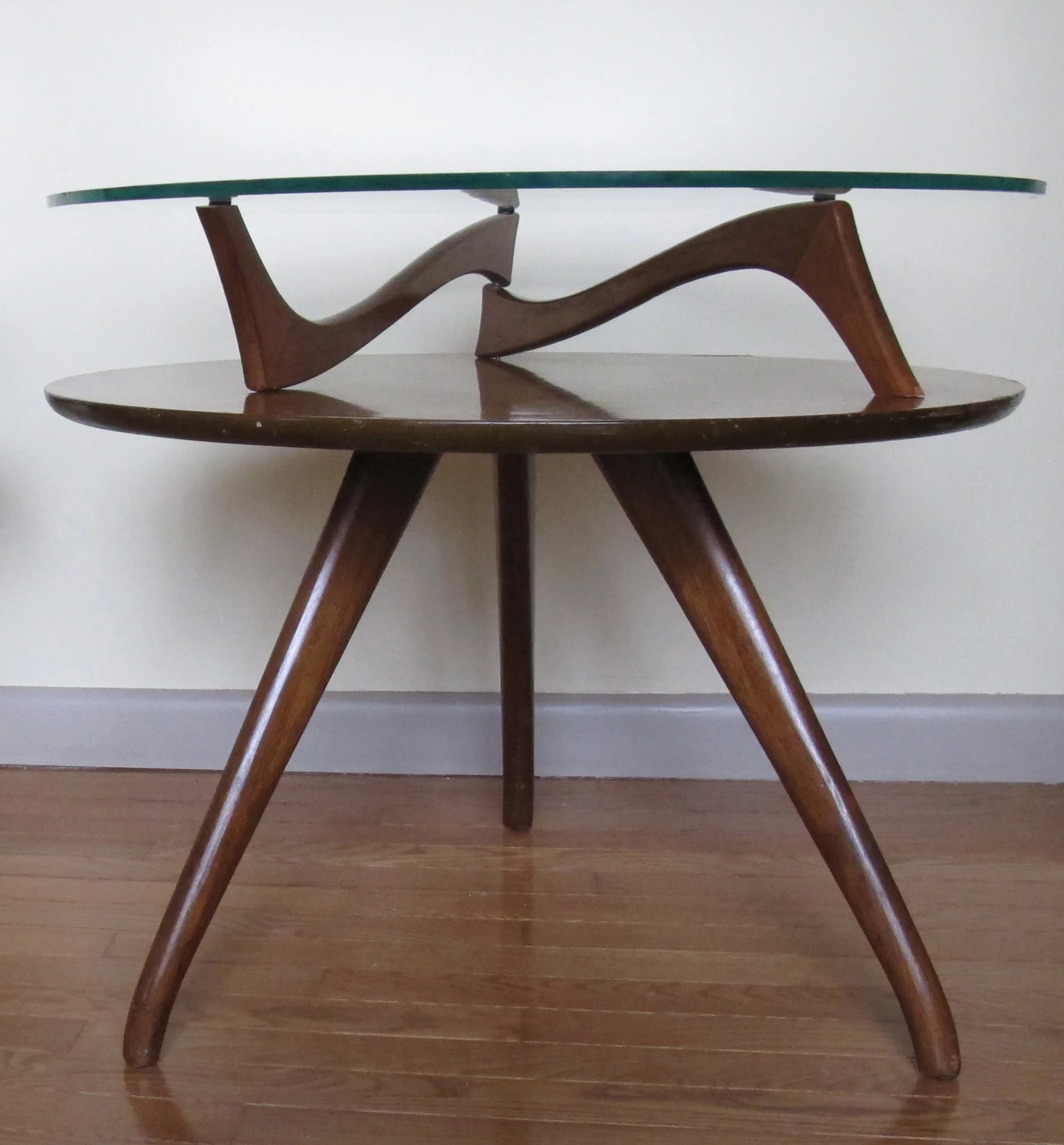 KAGAN STYLE TWO-TIER ROUND END TABLE