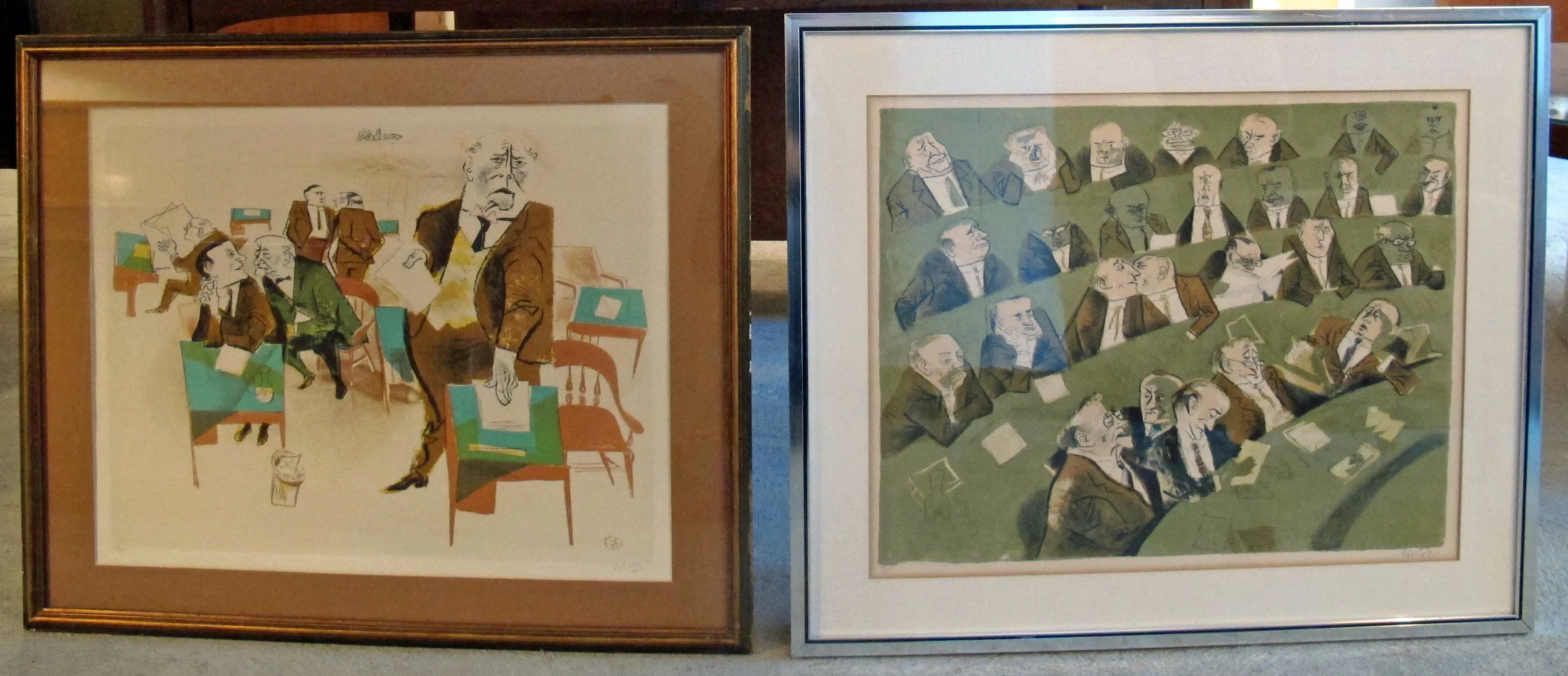 PAIR OF WILLIAM GROPPER POLITICAL FRAMED LITHOGRAPHS