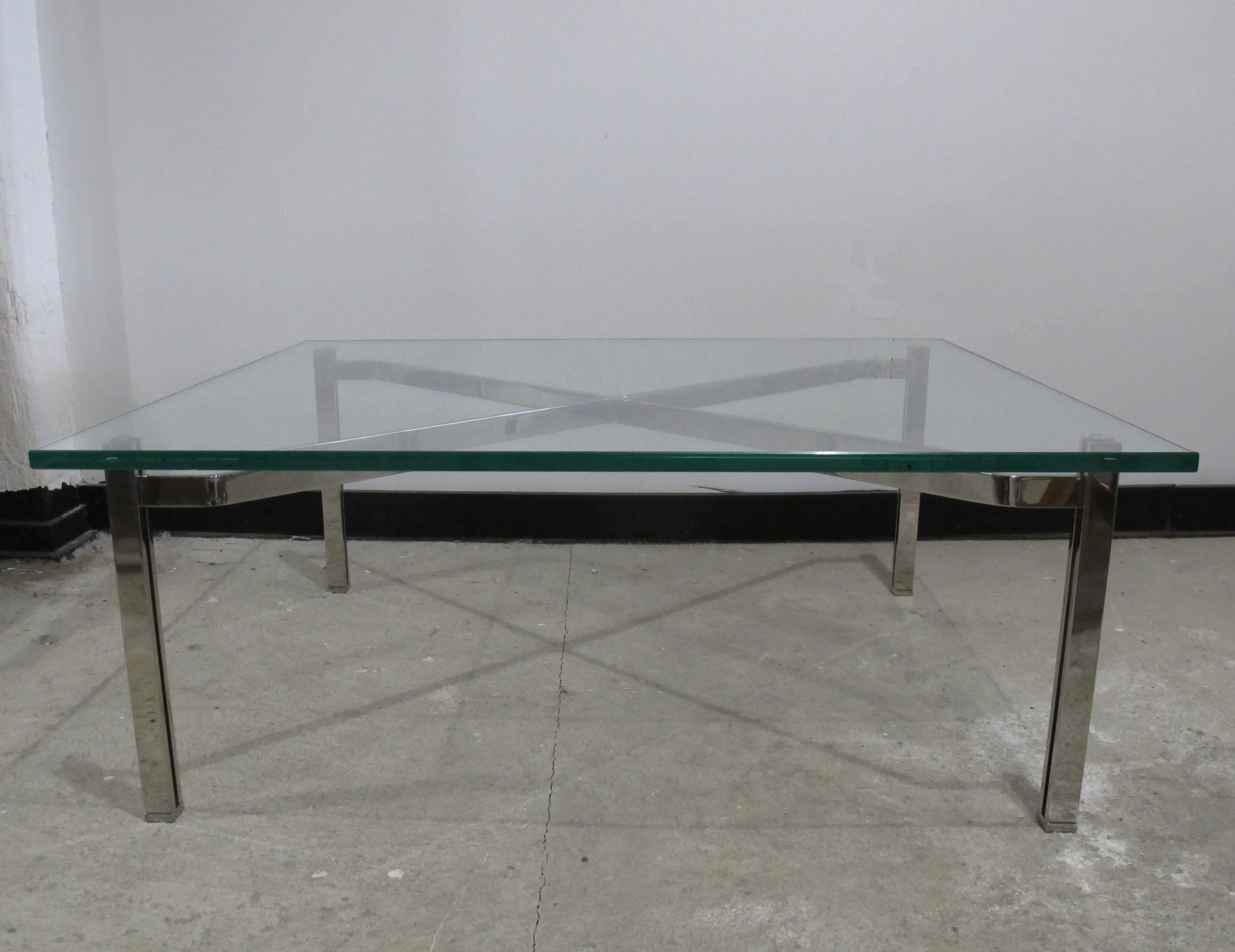 BARCELONA STYLE CHROME & GLASS COFFEE TABLE