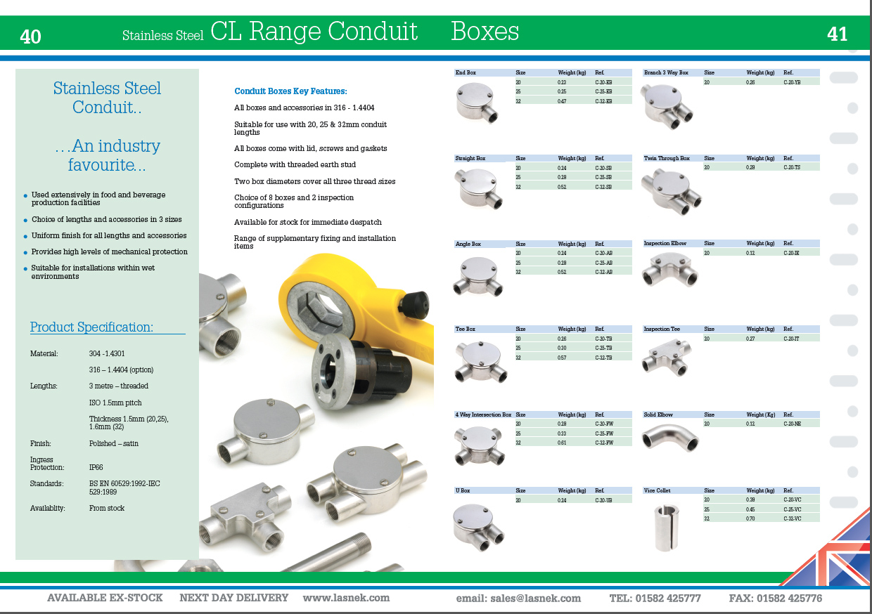 Inside Spread from a Catalogue for a Stainless Steel Conduit Manufacturer