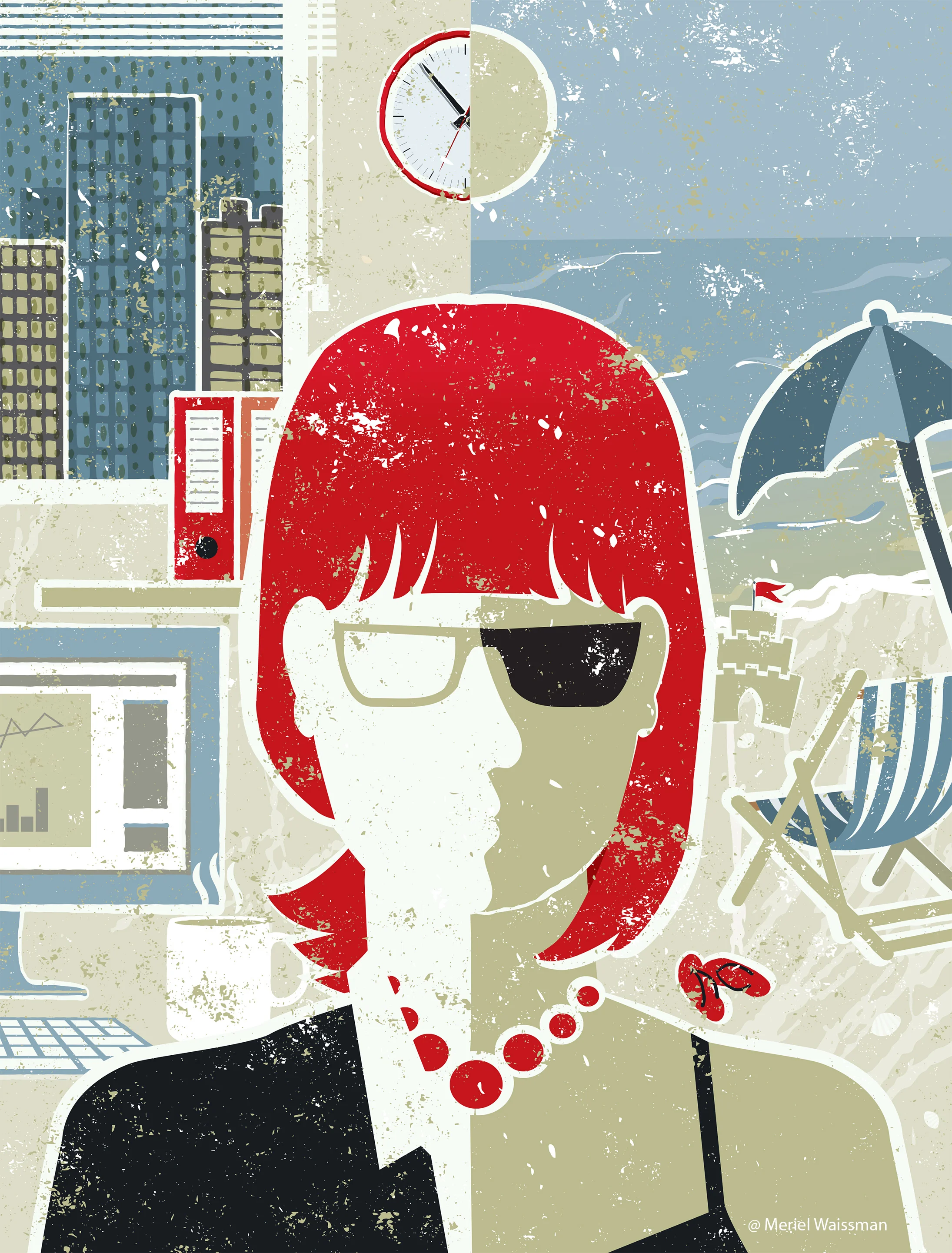 "Working Holiday" Stock Illustration