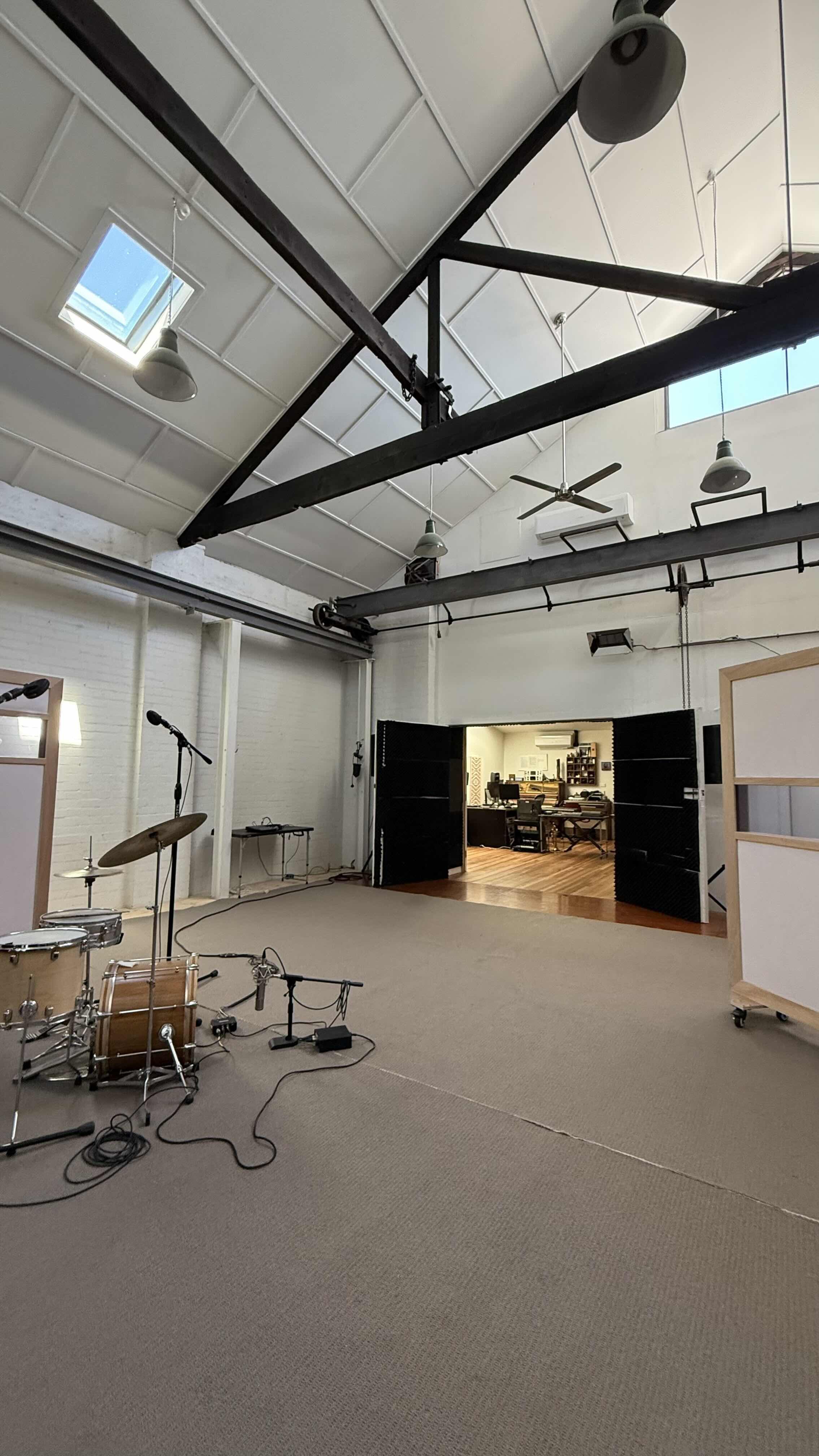 Large space set up for audio 
recording