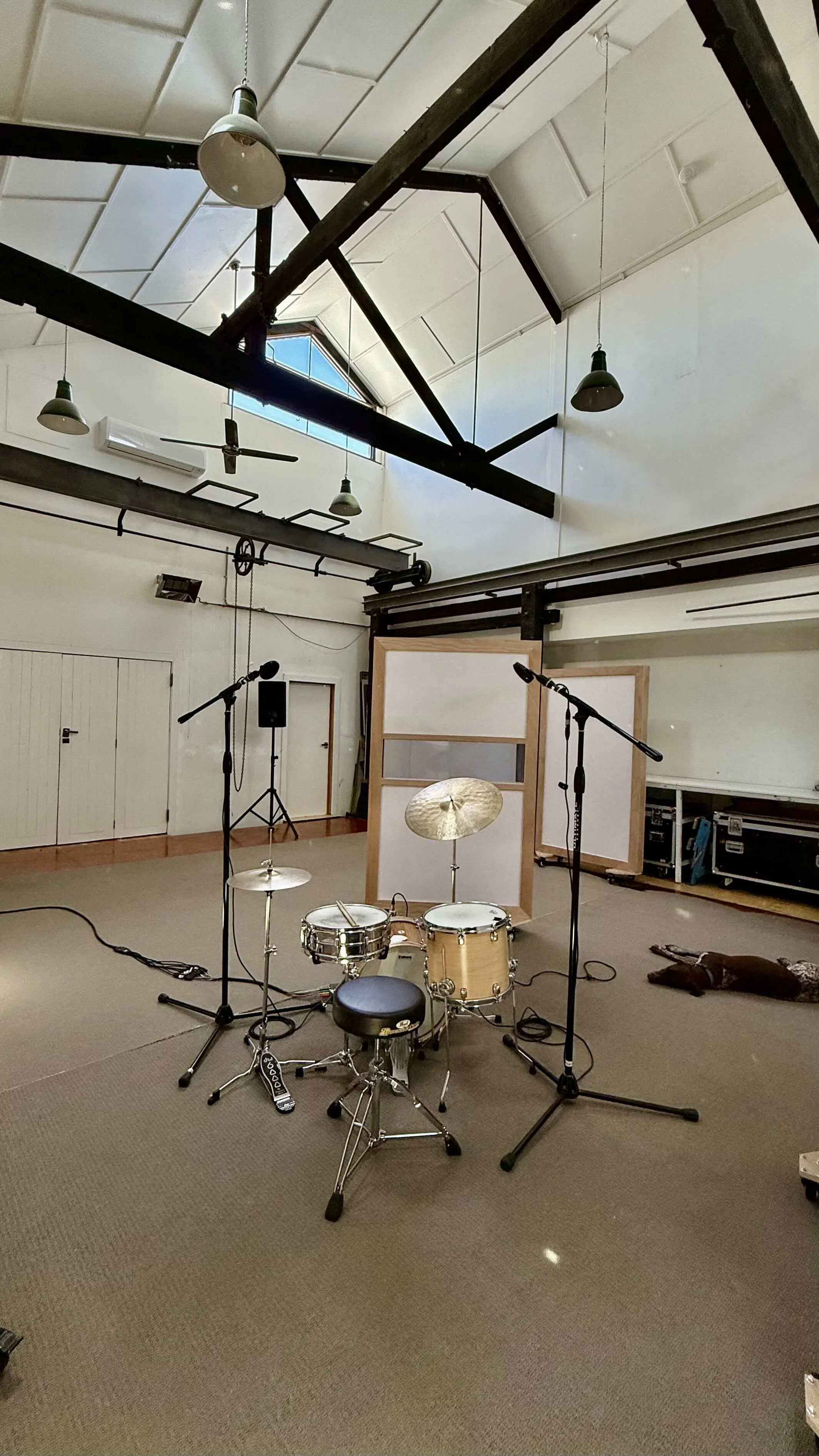 Large space set up for 
audio recording 