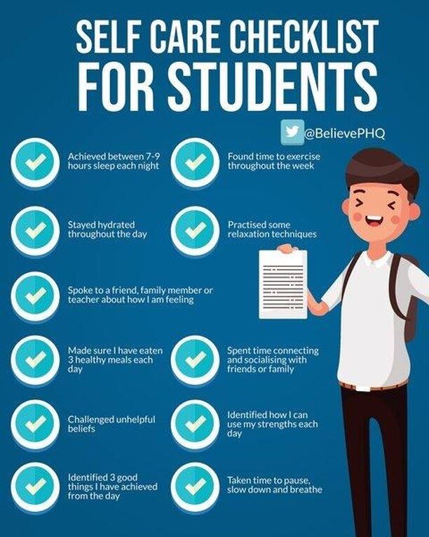 Know a student that is feeling stressed? This self care checklist for students may help!
#children #youth #families #stressmanagement #preventativementalhealth #studentstressmanagement #selfcareforstudents #minimizestress #practiceselfcare