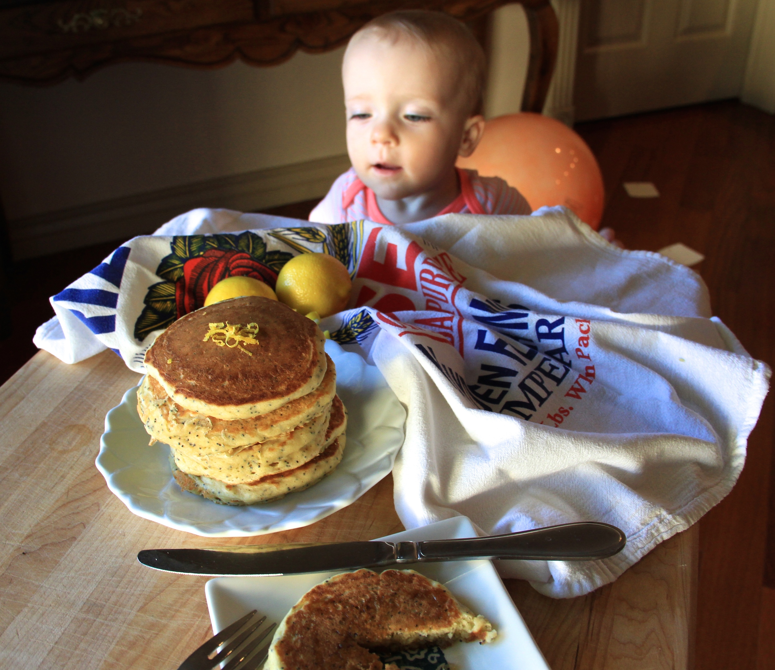 Grace Marie loved these pancakes so much she couldn't stay away from the photo shoot! 