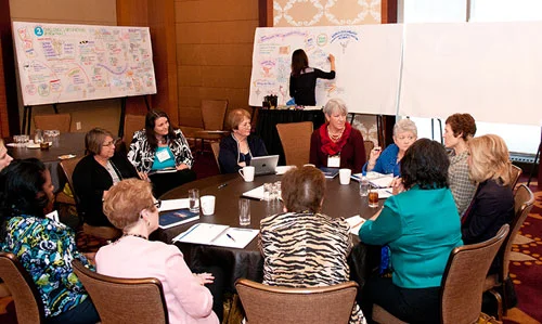 Here I am capturing a small group discussion at the HERS Conference. These amazing women leaders shared their personal stories and experiences of transformation. I love my job!